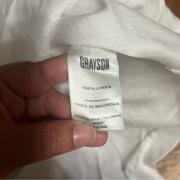 Grayson Frank & Eileen The Artist Short Sleeve Linen Midi Dress White Sz 2 or S - Picture 9 of 15